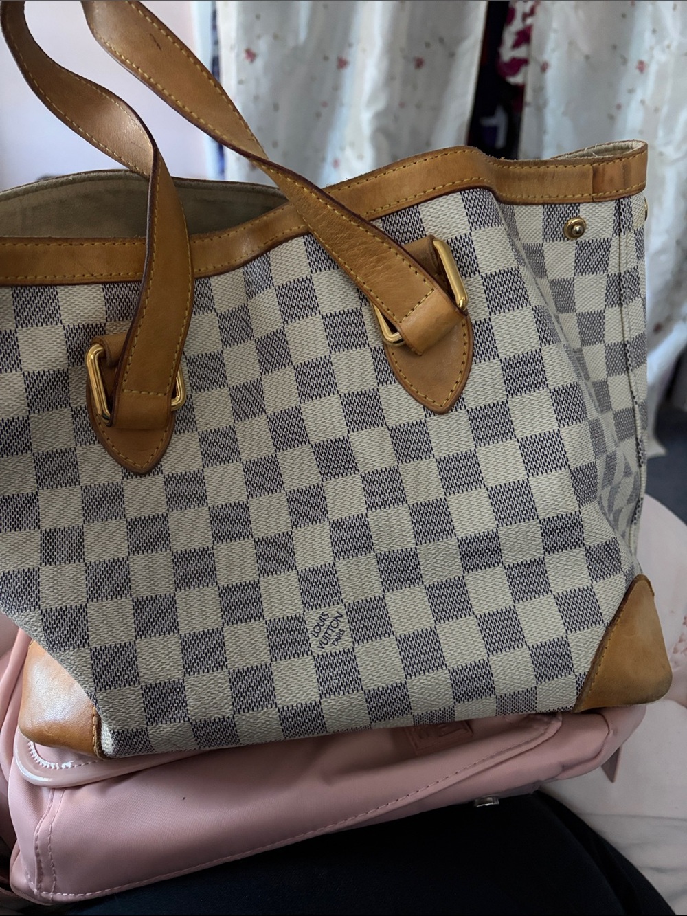 Louis Vuitton Damier Azur Tote in Cream and Brown Trim